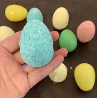Colorful blue Easter egg bath bomb.