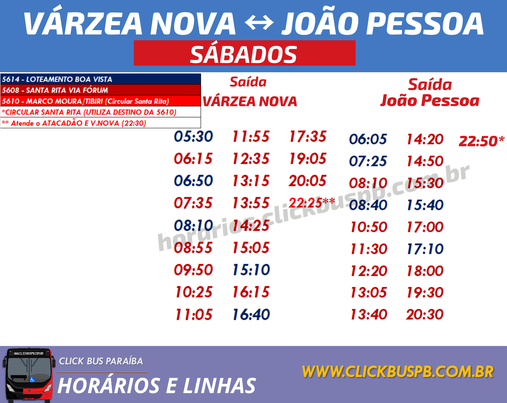 HORÁRIOS DAS LINHAS DE ÔNIBUS DE VÁRZEA NOVA ↔ JOÃO PESSOA (ATUALIZADO EM OUTUBRO DE 2021) HORÁRIOS DAS LINHAS DE ÔNIBUS DE VÁRZEA NOVA ↔ JOÃO PESSOA (ATUALIZADO EM OUTUBRO DE 2021)