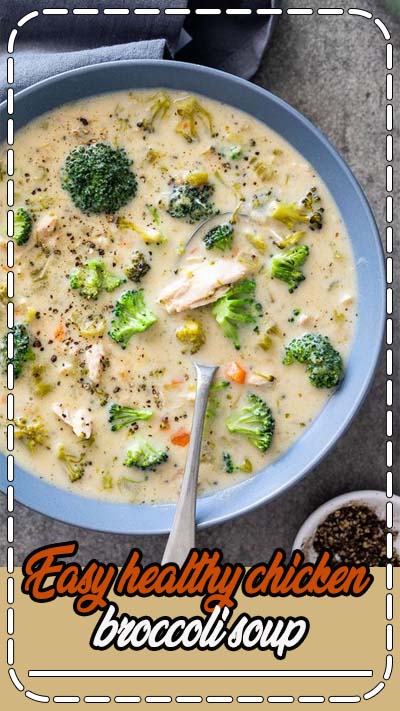 This easy healthy chicken broccoli soup is the perfect simple recipe for cozy winter dinners. Easy comfort food in a bowl served with crusty bread.