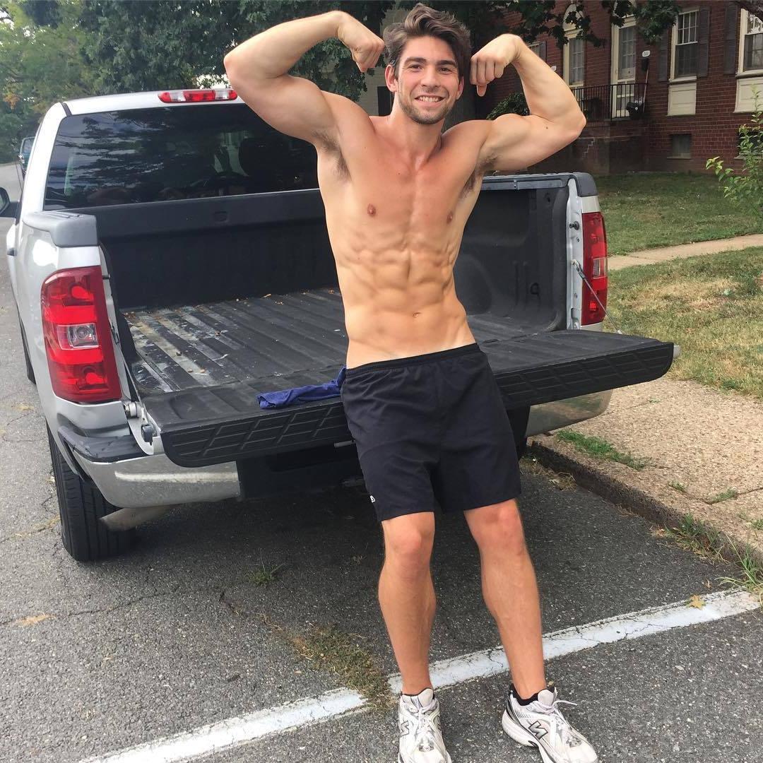 cute-bare-chest-fit-neighbor-teen-college-bro-hairy-armpit-abs-smiling-mover