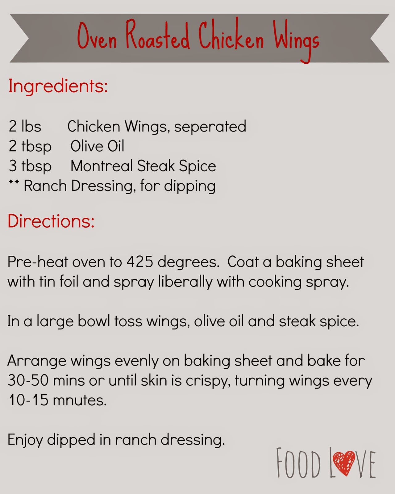 Food Love: Oven Roasted Chicken Wings
