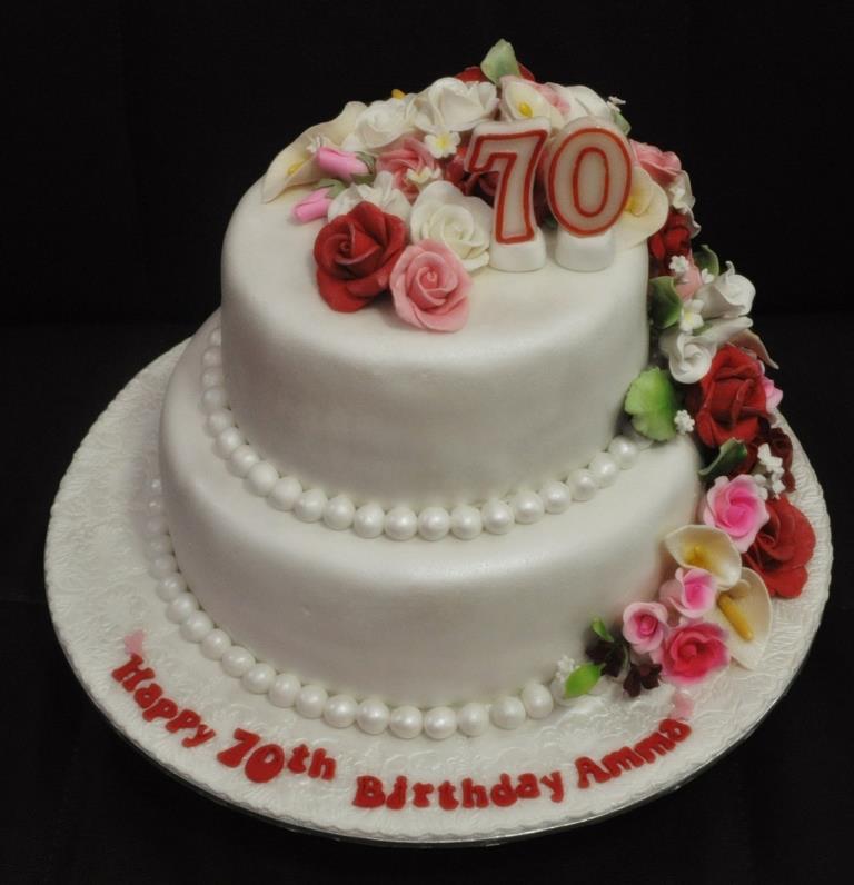 Cakes And Cupcakes Johor Bahru ♥ 2 tiers Fondant 70th Birthday Cake