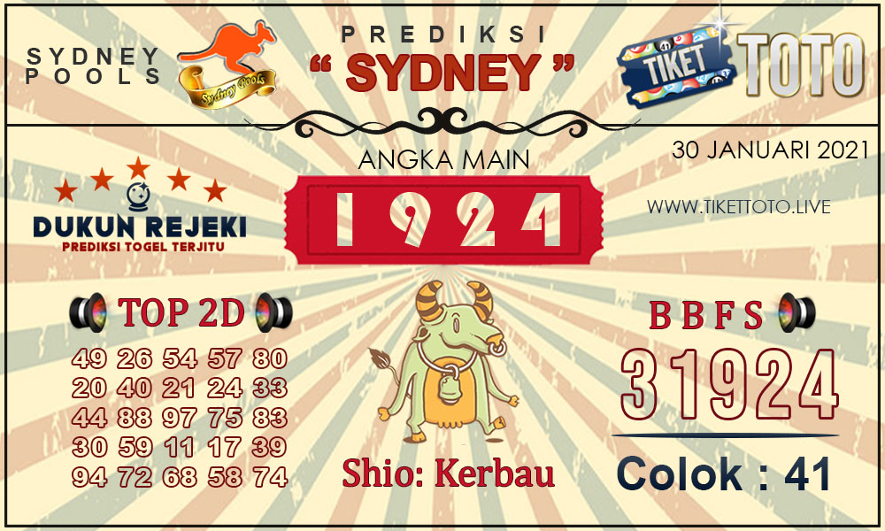 Prediksi Togel SYDNEY TIKETTOTO 30 JANUARI 2021