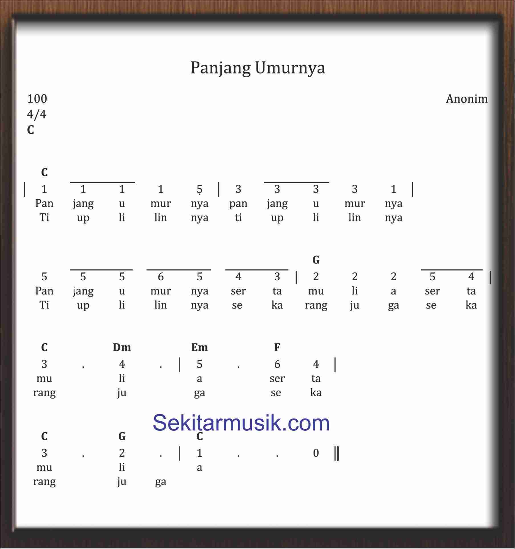 Not Angka Panjang Umurnya Sekitar Musik