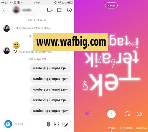 Cara Membuat Tulisan Terbalik di Instagram (IG) Tanpa Aplikasi - WAFBIG