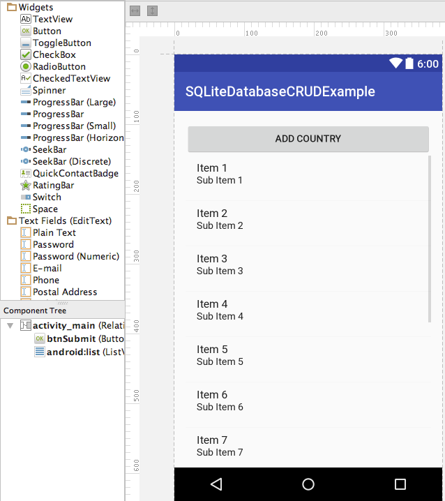 load sql database listview android studio