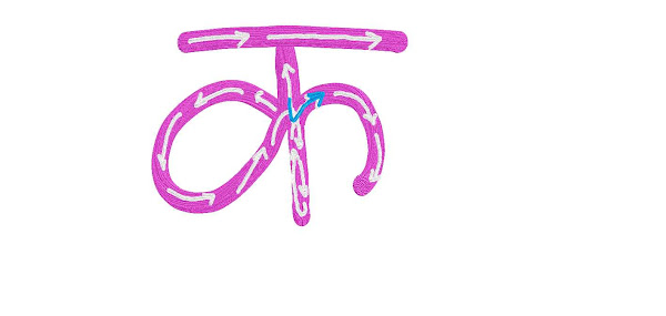 k Hindi word with writing direction