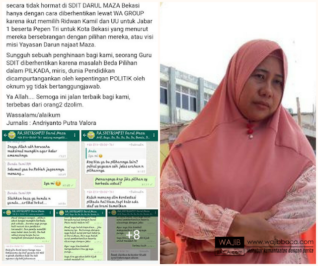 Viral Percakapan Group Guru SDIT Darul Maza yang Dipecat Karena Memilih RK-Uu Viral Percakapan Group Guru SDIT Darul Maza yang Dipecat Karena Memilih RK-Uu