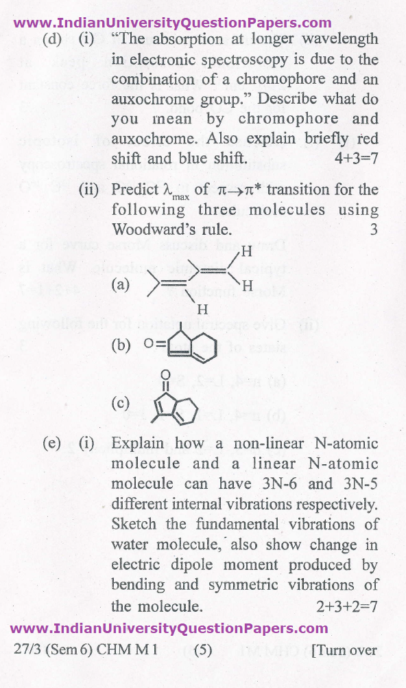 Gauhati University B.Sc Chemistry Major Paper M6.1 Spectroscopy 6th