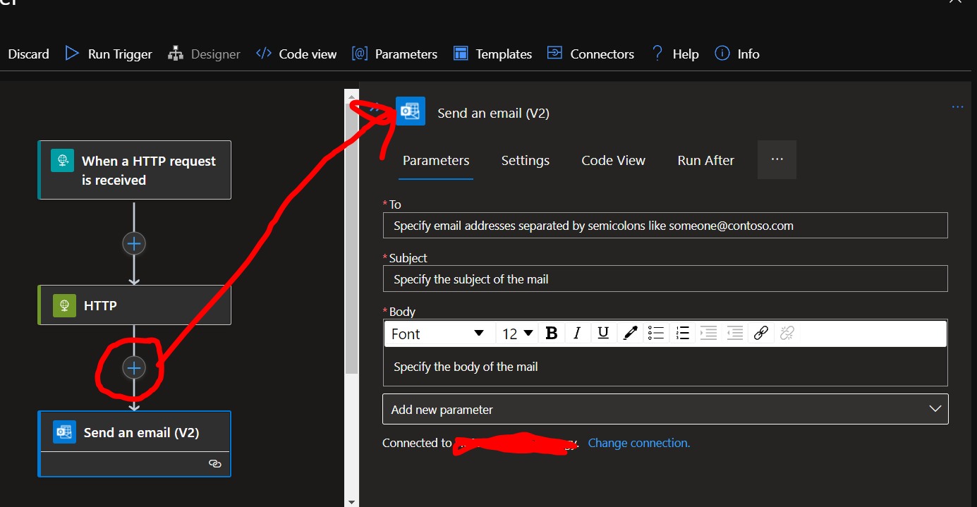 The logic app and the resource graph query