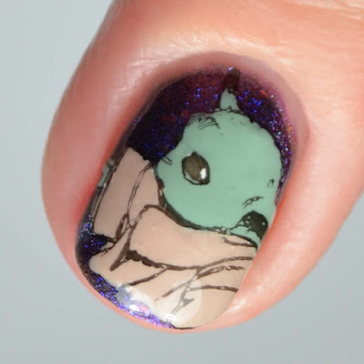baby yoda nail art stamp close up