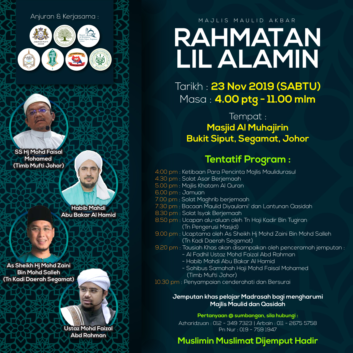 Poster Majlis Khatam & Maulidur Rasul Sekitar Muar dan Tangkak | Design