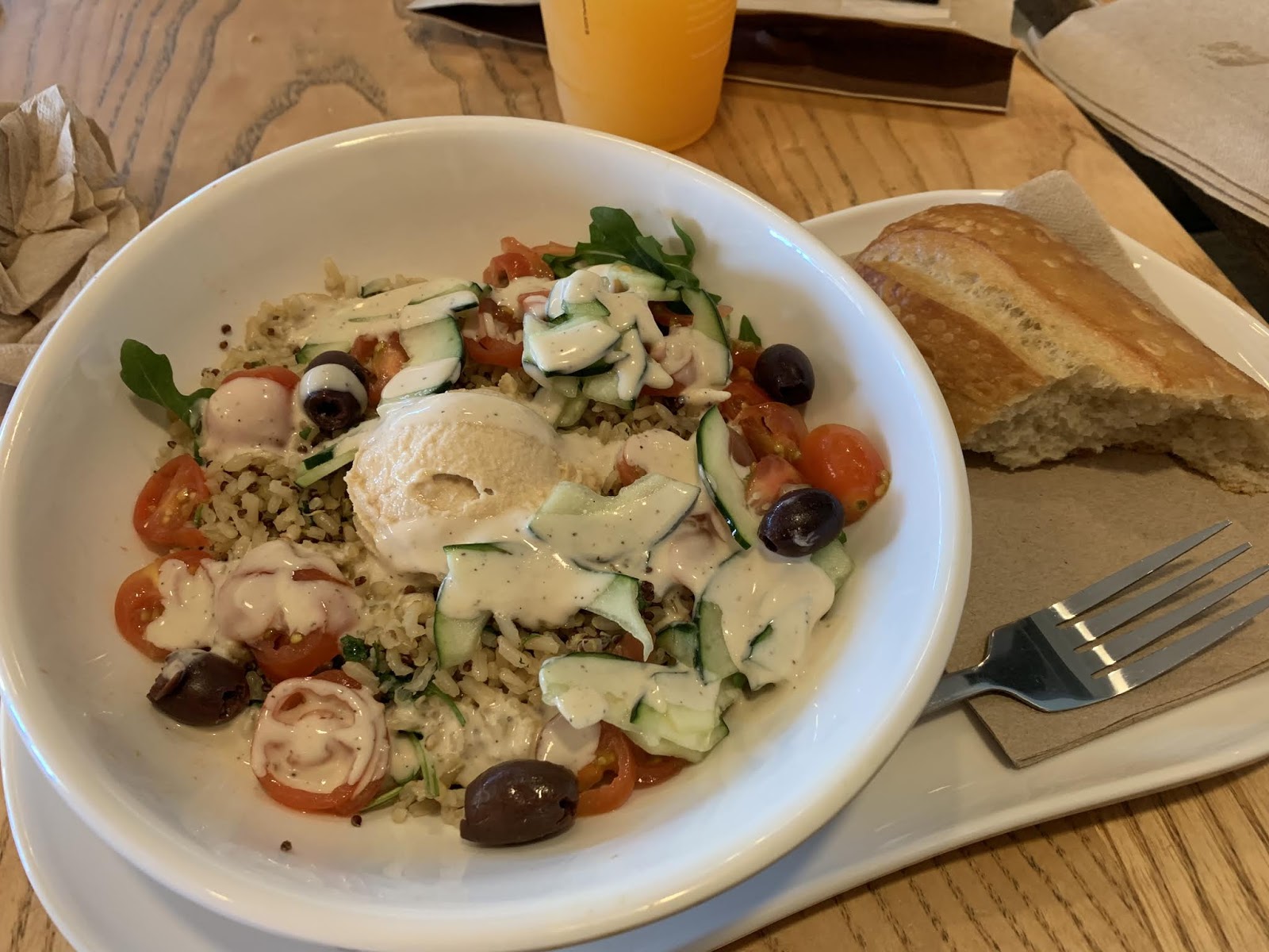 The Vegan Mouse Grain bowl from Panera and homemade muffies.