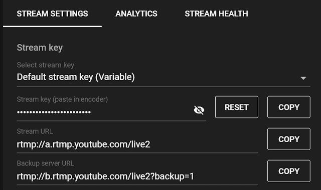 Stream Key dan  Stream URL