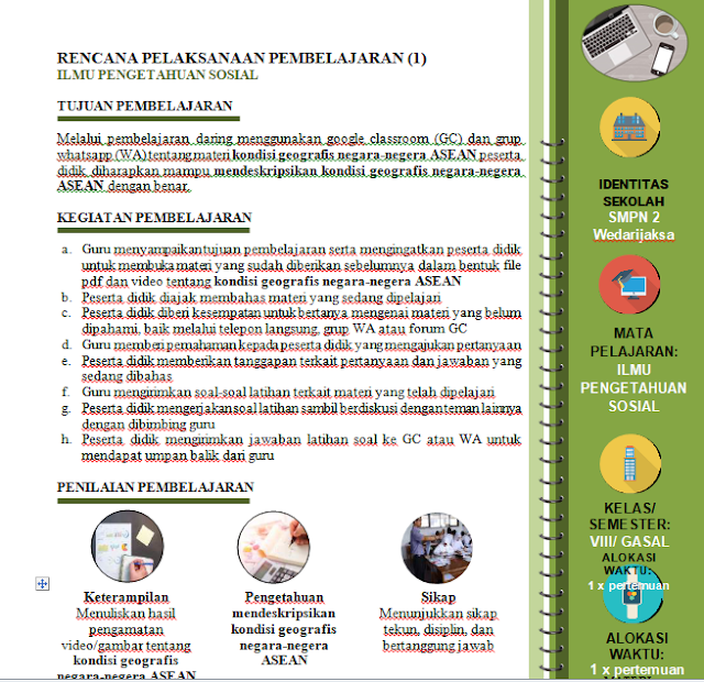 RPP IPS KELAS 8 DARING SEMESTER GASAL 20202021 Edukasi IPS