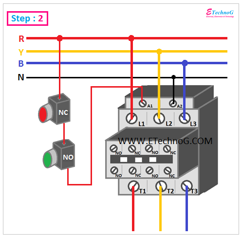 Contactor holding circuit with Push Button Switch - ETechnoG