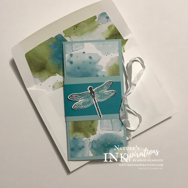 By Angie McKenzie for Casually Crafting Design Team Blog Hop; Click READ or VISIT to go to my blog for details! Featuring the Dragonfly Garden Bundle and the Ice Cream Corner Designer Series Paper by Stampin' Up!® to create a special Mini Slim Double Fold card; #stampinup #cardtechniques #cardmaking #minislimdoublefold #dragonflygardenbundle #dragonflygardenstampset #dragonfliespunch #icecreamcornerdsp #crinkledseambindingribbon #coloringwithblends #naturesinkspirations #stampinupcolorcoordination #stampingtechniques #casuallycraftingdesignteambloghop