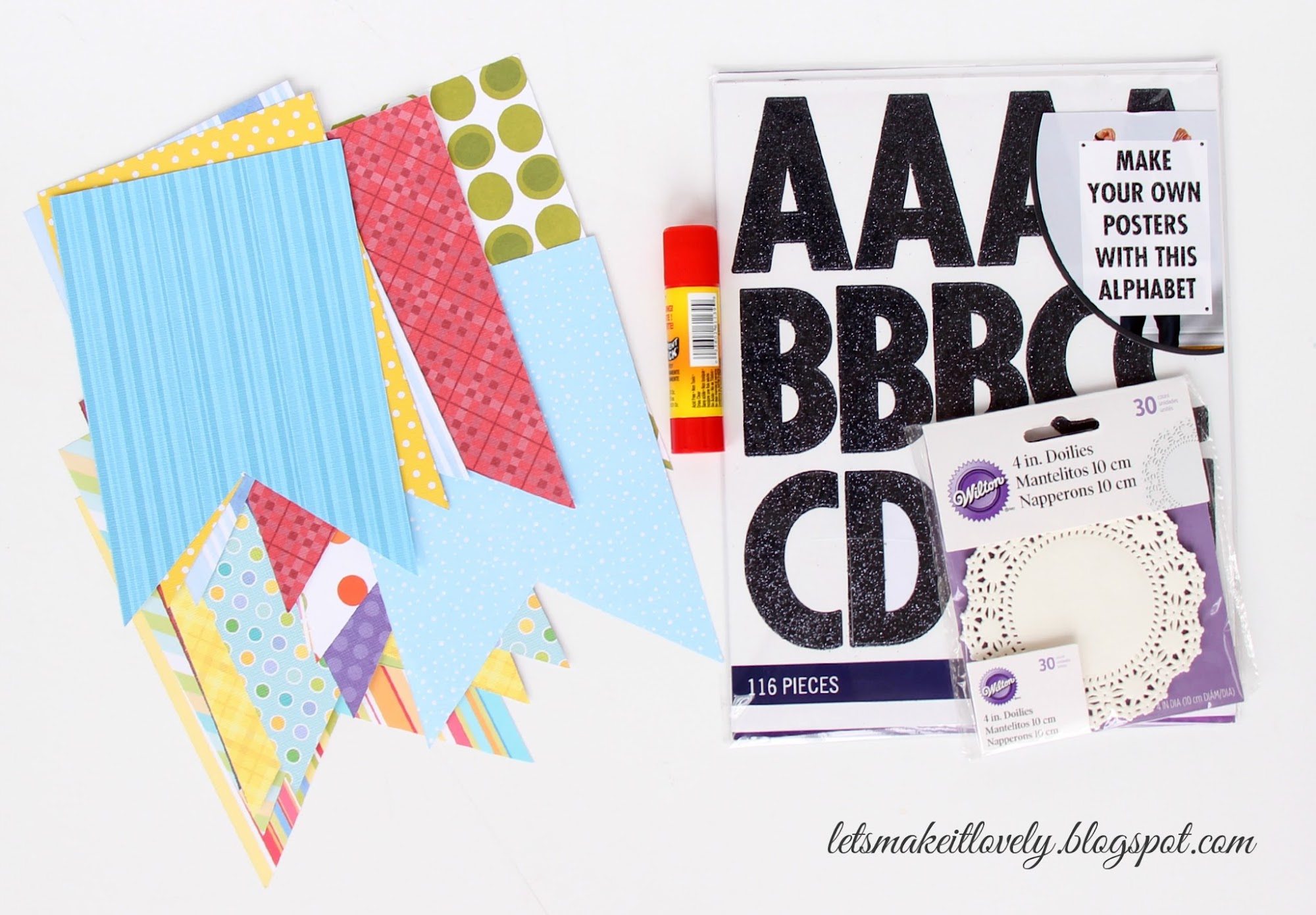 DIY Birthday Decor. DIY Colorful Bunting Banner. 