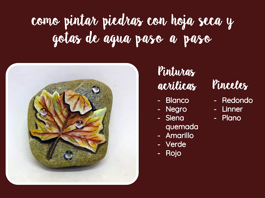 COMO PINTAR PIEDRAS CON HOJA SECA Y GOTAS DE AGUA PASO A PASO