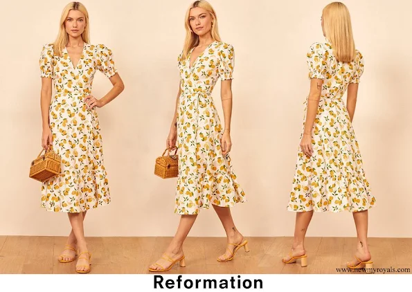 Princess Alexandra wore Reformation Veronika Linen Wrap Lemon Dress