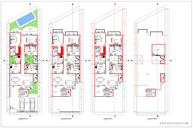 Multifamily housing 3 floors DWG