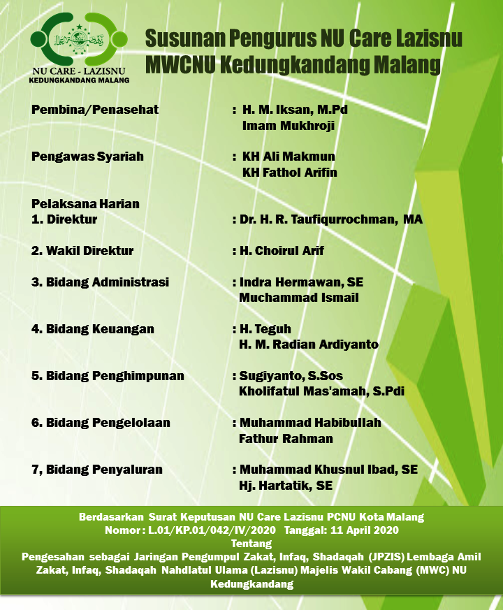Pengurus Nu Care Lazisnu Kedungkandang Malang Koinnu Com