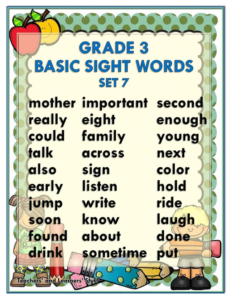 BASIC SIGHT WORDS Grade 3 Free Download DepEd Click