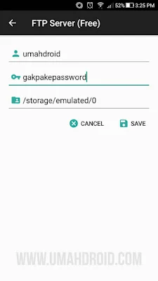 Setting Pengguna FTP Server di Android