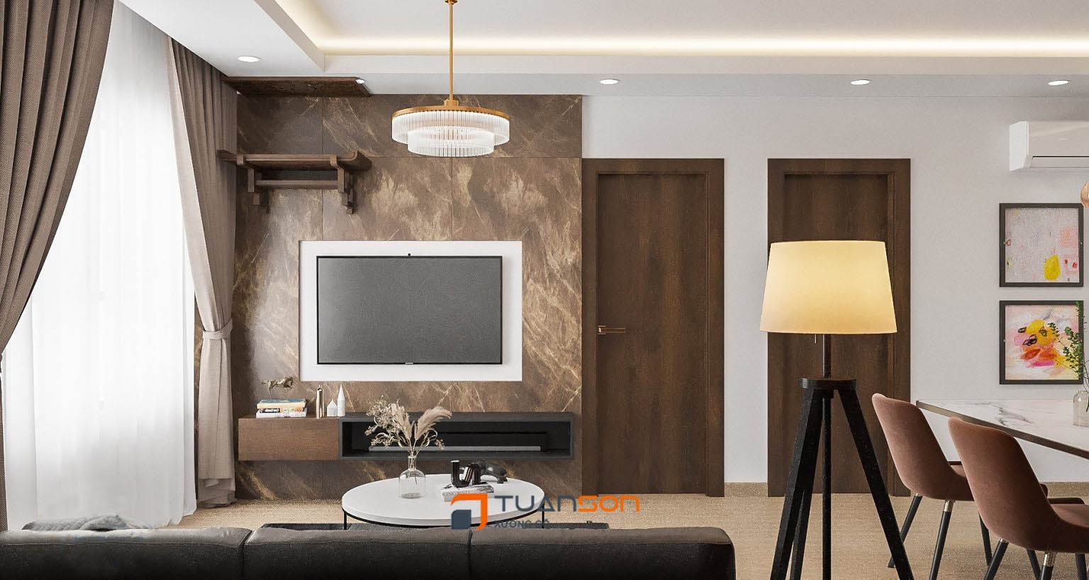 Thiết kế nội thất phòng khách căn 3 phòng ngủ IEC Thanh Trì Thiết kế nội thất phòng khách căn 3 phòng ngủ IEC Thanh Trì