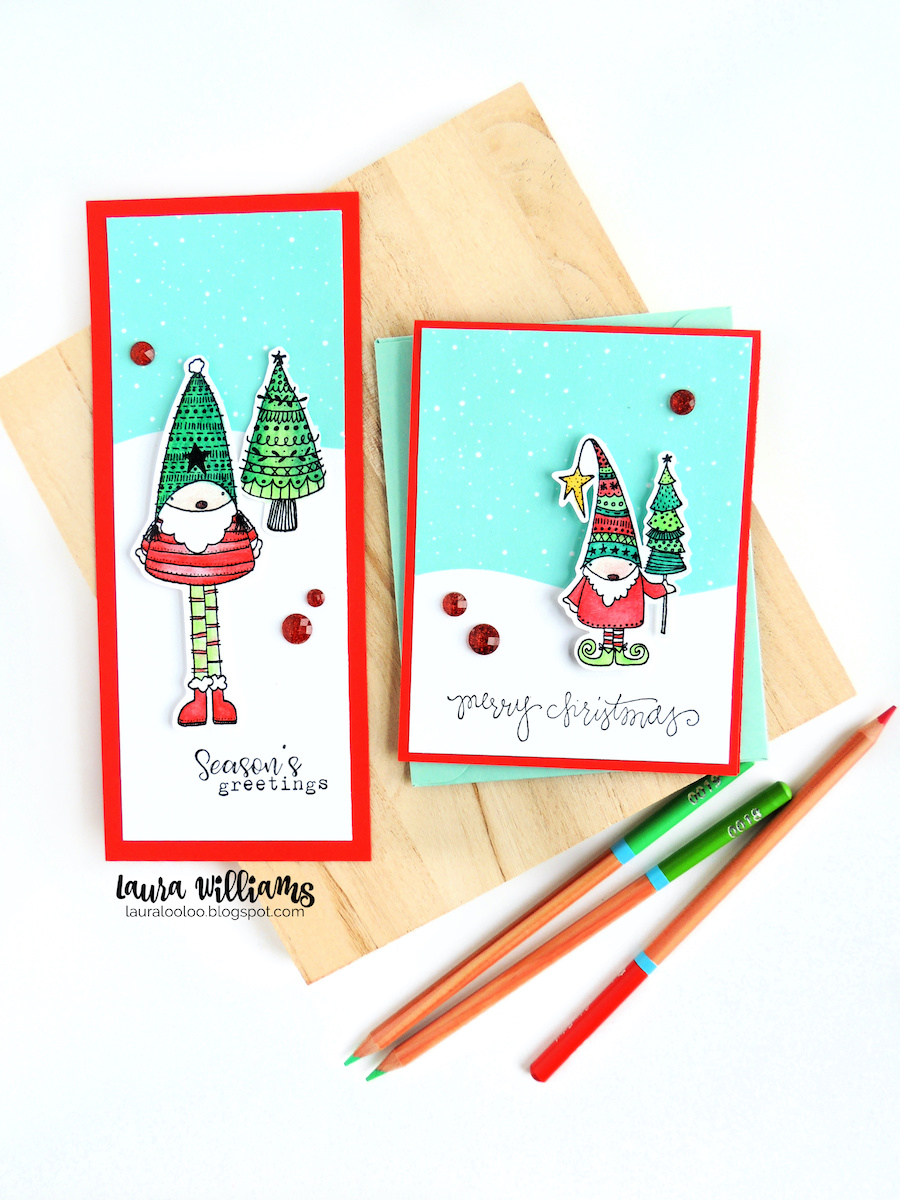 Click here to see two different versions of basically the same festive and fun Christmas card. One version is a standard card size and the other is a slimline Christmas card. Using stamps, and dies from Impression Obsession you can make creative and unique holiday cards and crafts. Click to see more ideas and inspiration!