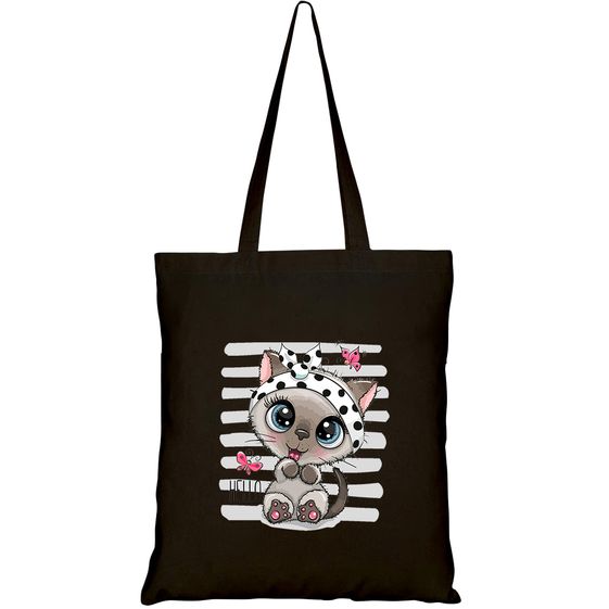 TÚI VẢI TOTE CANVAS IN HÌNH CARTOON COOL KITTEN BUTTERFLIES ON HT374 – HTFASHION