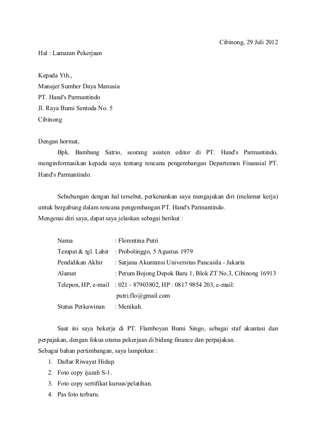 Contoh Surat Lamaran Kerja Di Pt Epson Cikarang Dapatkan Contoh