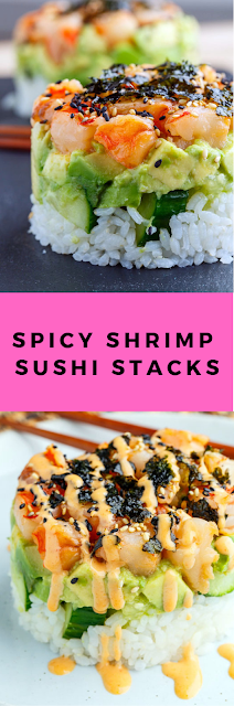 Spicy Shrimp Sushi Stacks