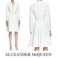 Alexander McQueen Layer Lapel Coat Dress, Valentino Minaudiere Clutch Bag, Gianvito Rossi Pumps