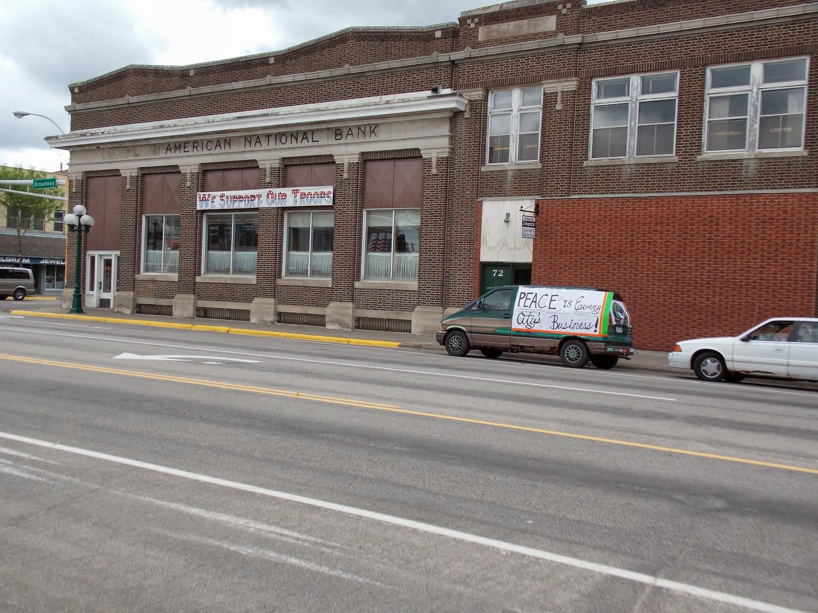 Support Troops Banner downtown Little Falls