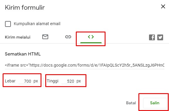 Cara mengirim link google form