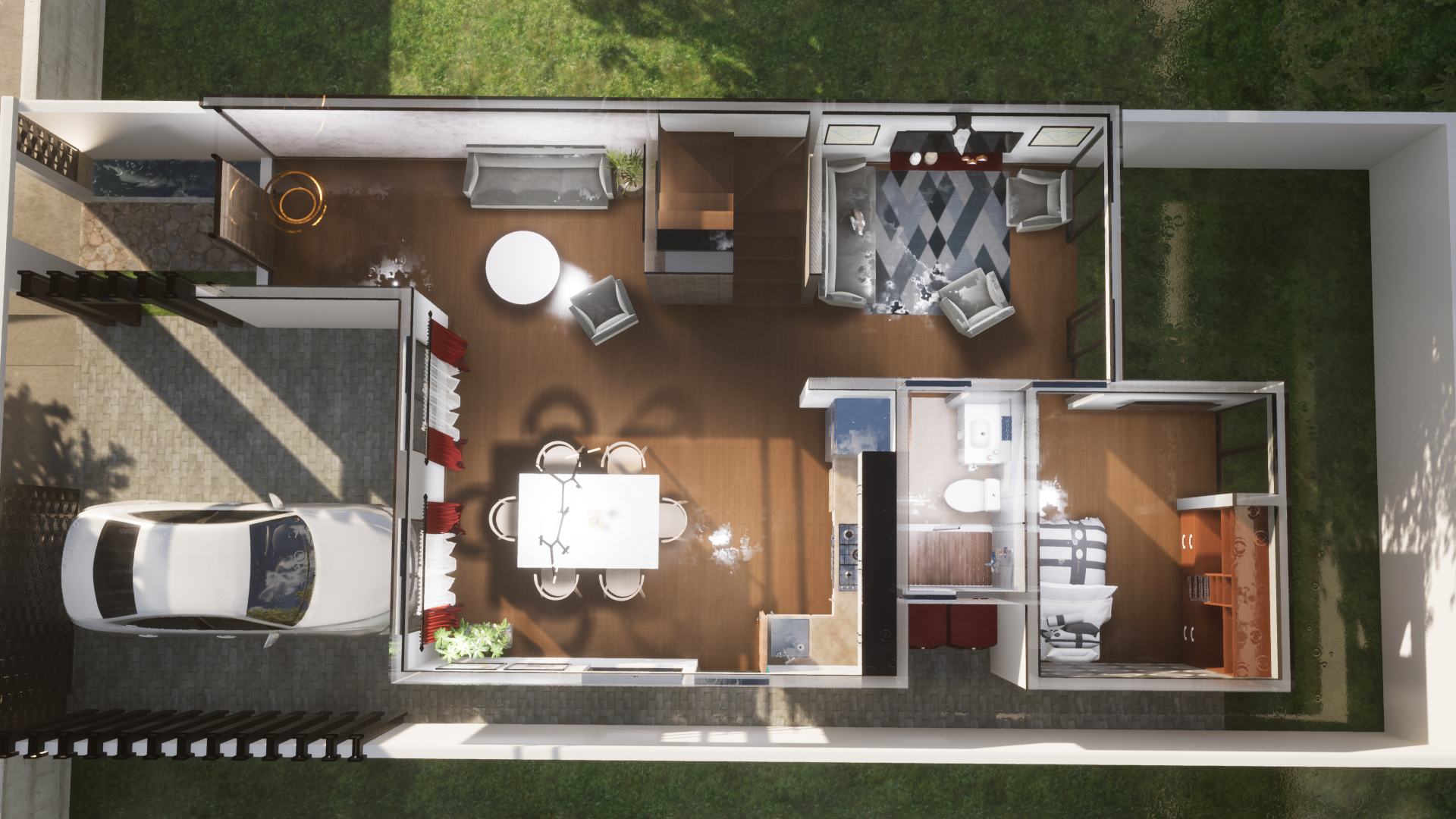 PLANO DE CASA DE 8 X 18 METROS CON 4 HABITACIONES - ArchTECH