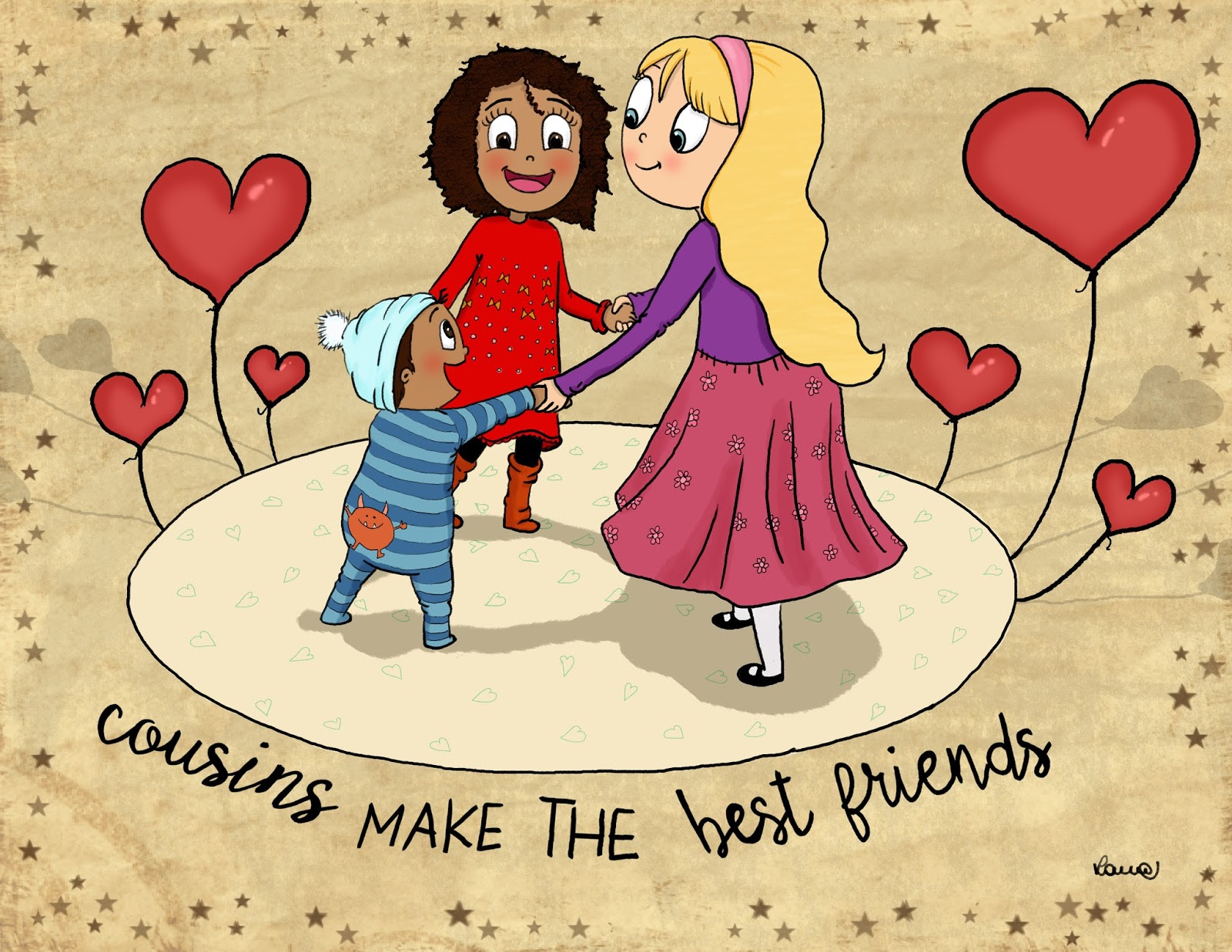 A mom with brushes Cousins make the best friends