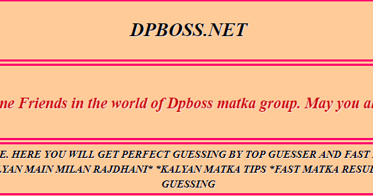 Dpboss Chart Kalyan