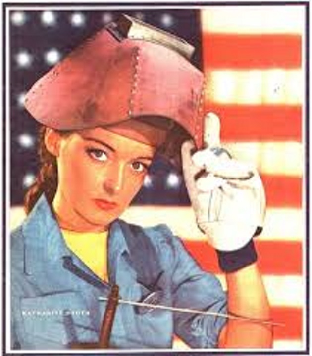 1940's welder image on a patriotic poster