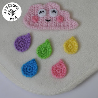 Rainbow Rain Crochet Applique Embellishment Pattern