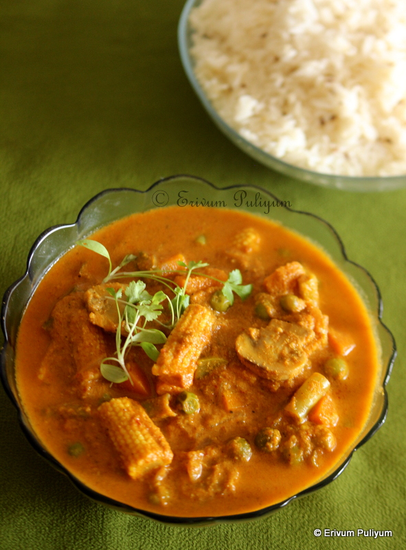 Erivum Puliyum Goan Vegetable Curry (Step by Step Pics)
