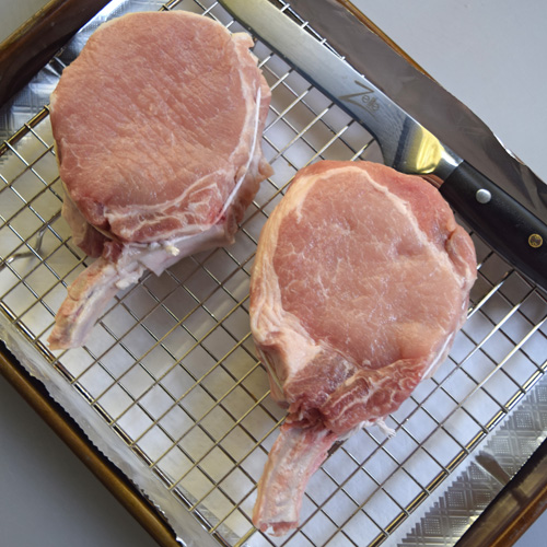 I frenched these pork rib chops using a Zelite Infinity boning knife.