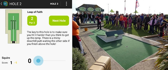 The Hastings Adventure Golf App and hole 2 in real-life - it's the trickiest hole on the Crazy Golf course in Hastings