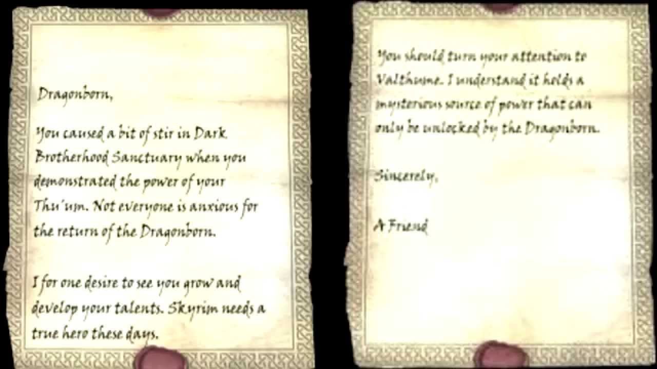 Skyrim Letter From A Friend Thankyou Letter