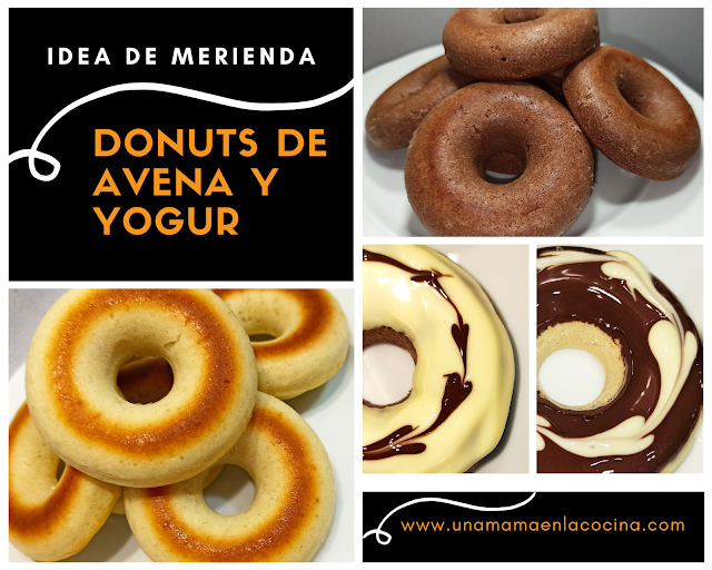 Donuts de avena y yogur. Idea de merienda como donuts decorados de Halloween