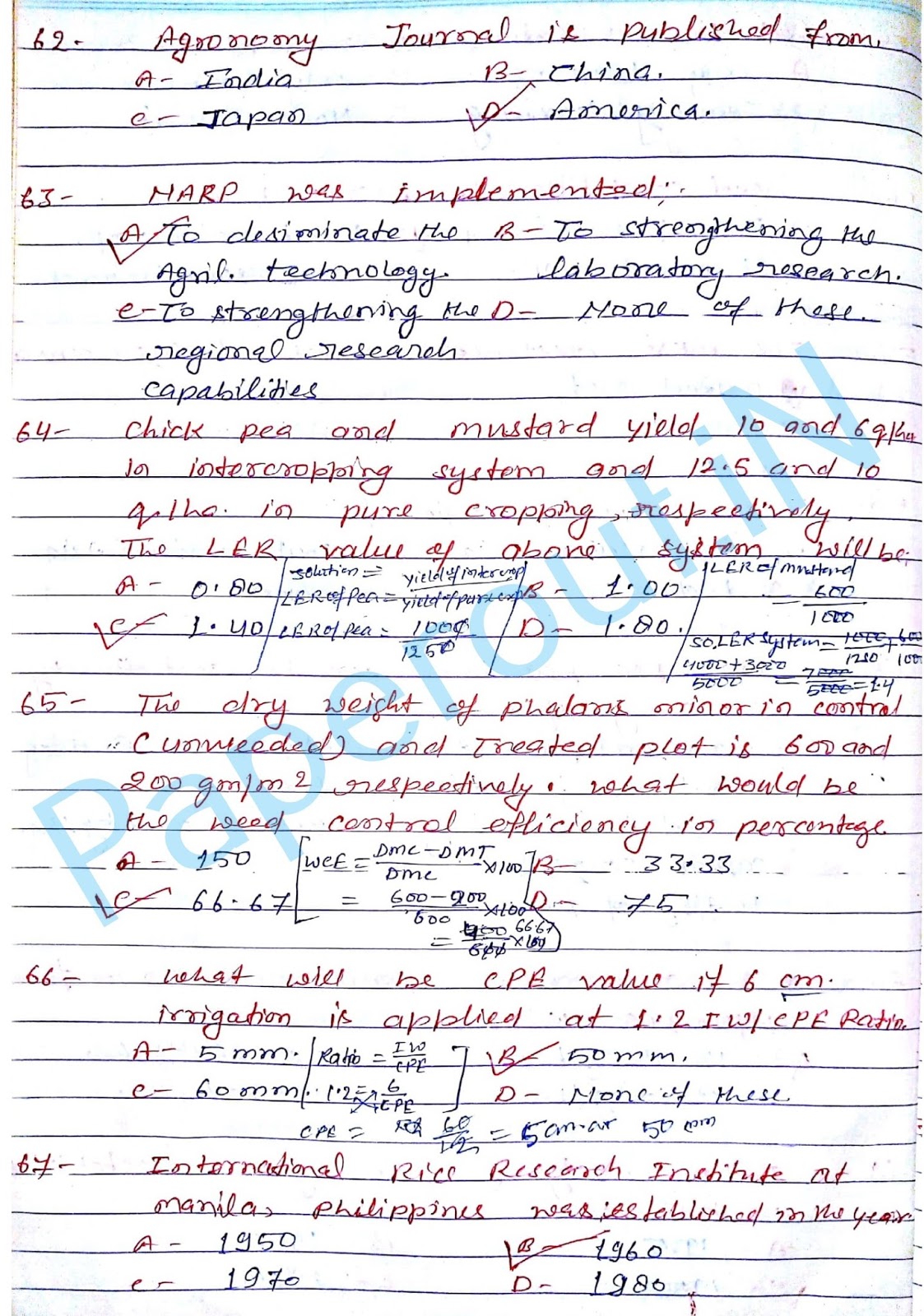 Mix50 hand written quiz of agriculturE(from selected persons IN IBPS