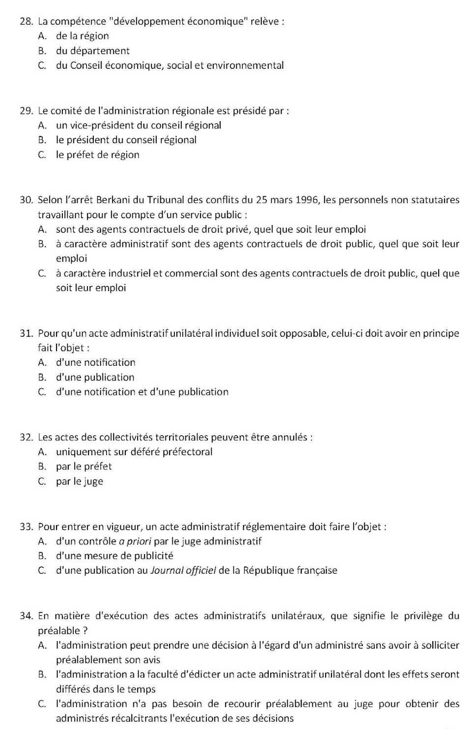 QCMCONCOURSGRATUITS Fonctionnaire catégorie B