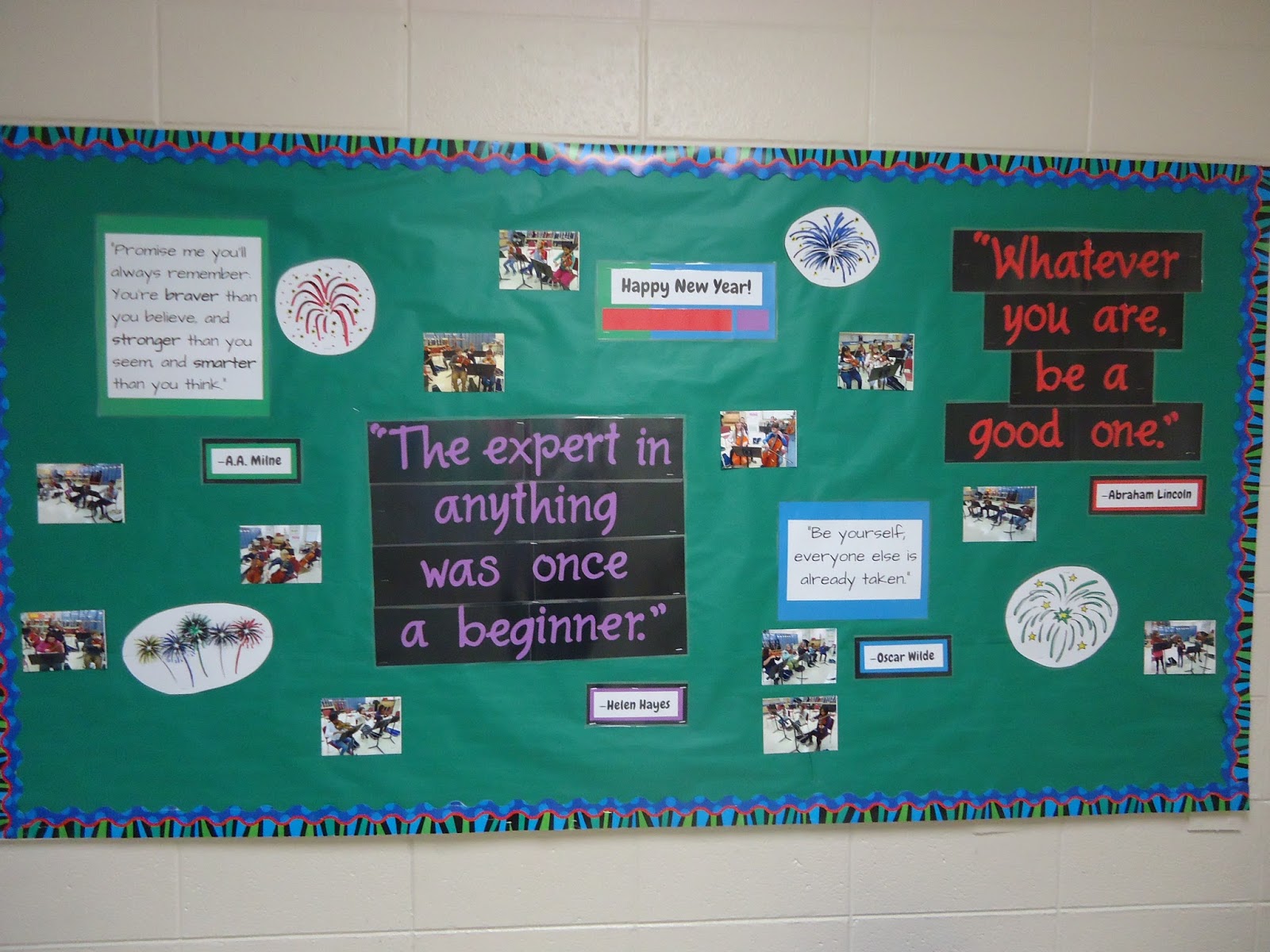 Teaching Elementary Orchestra Inspirational Quotes for the New Year Bulletin Board