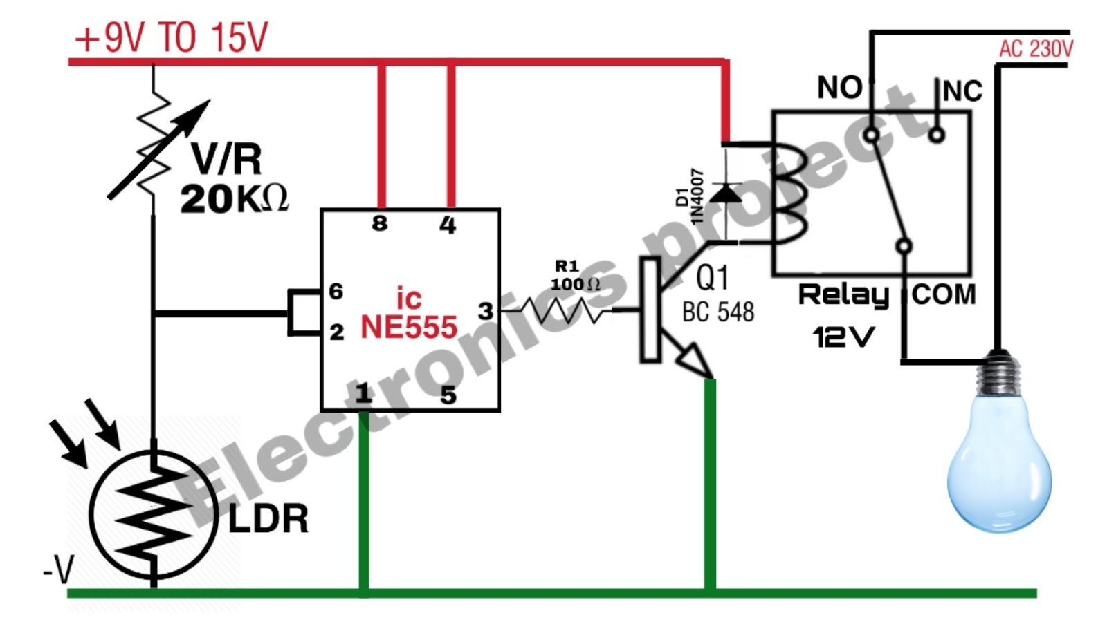 day-night on/off switch circuit diagram